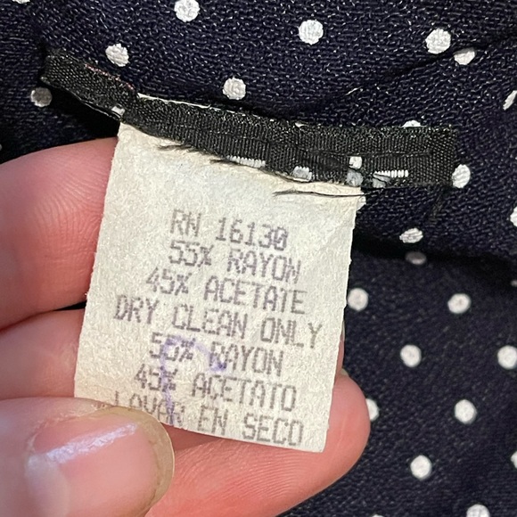 Vintage Midnight Blue Polka Dot Pencil Dress Sz S - Picture 2 of 7